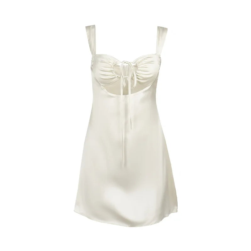 Hollow Out Bandage Sexy Mini Dress For Women 2024 Summer New Spaghetti Sleeveless Backless Bodycon Club Party Dress