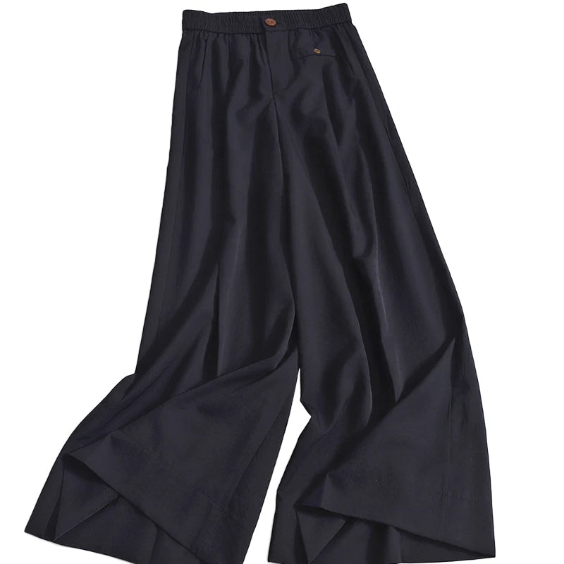 Korean Fashion Women Solid Pleated Pants New High Waisted Casual Wide Leg Trousers Summer Office Lady Clothing 2024 Simplicity