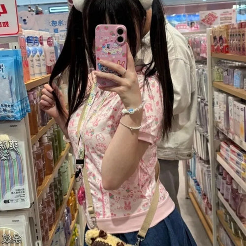 Load image into Gallery viewer, Japanese Kawaii Cartoon Printing Coat 2025 Women Caual Loose Cute Hooded Jacket Y2k Aesthetic Girls Sweet Grunge Summer Outwear
