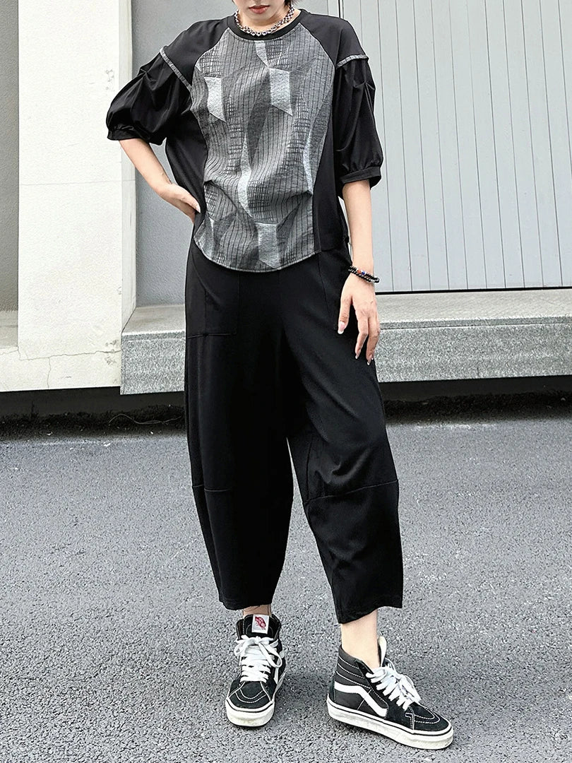 High Elastic Waist Black Pocket Brief Casual Harem Pants New Trousers Women Fashion Tide Spring Autumn 2025  1DJ1569
