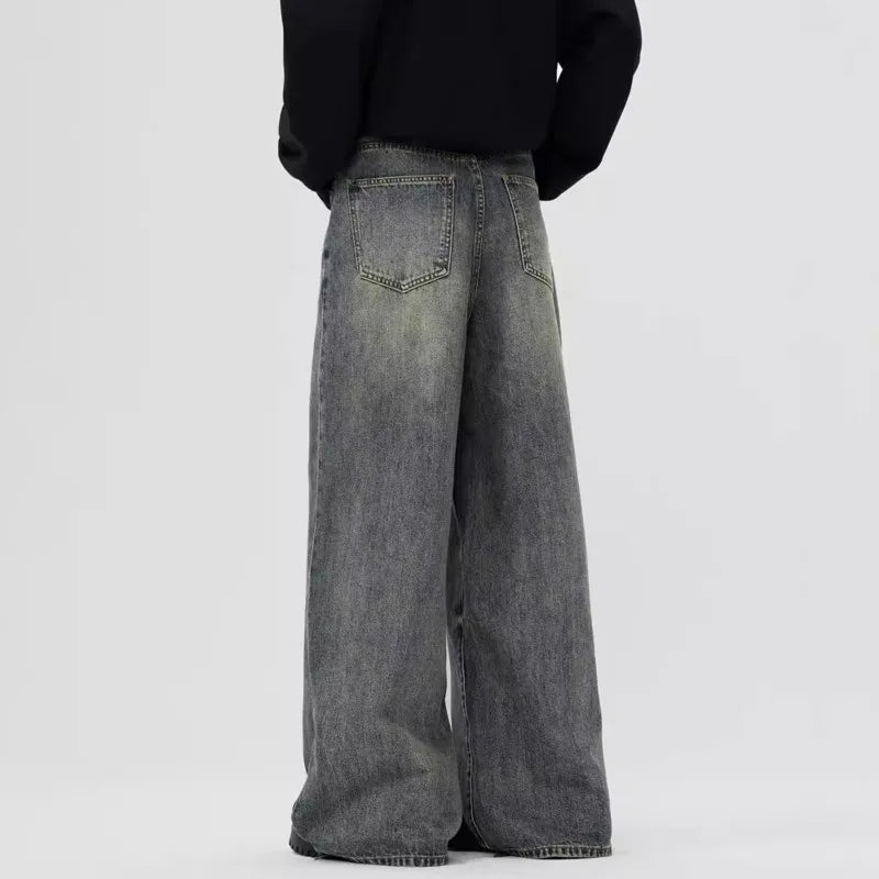 Men's Jeans Straight Leg Denim Pants New American High Street Losse Design Male Summer Trousers Casual Tide 2025 9W1553