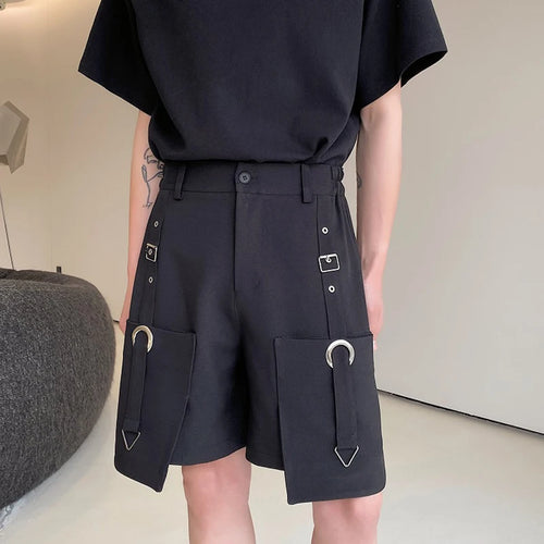 Load image into Gallery viewer, High Waisted Shorts Summer New Casual Men&#39;s Cargo Pants Pocket Zipper Solid Color Loose Fashion Metal Ribbon 9C5355
