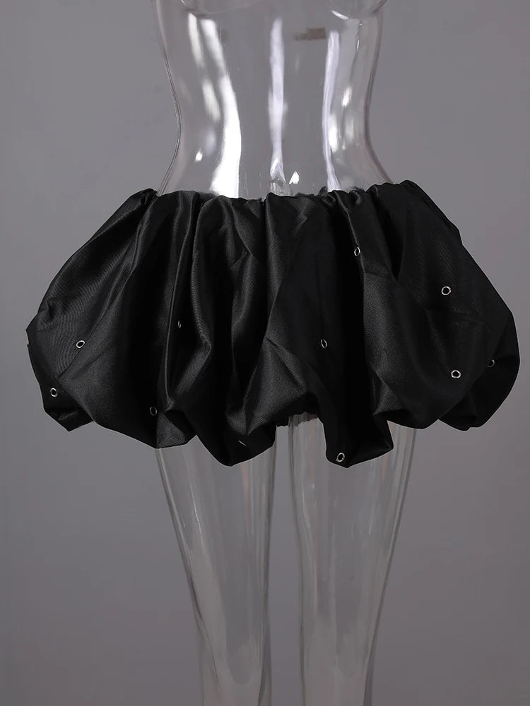 High Elastic Waist Black Bandage Elegant Mini Bud Half-body Skirt Women Fashion Tide New Spring Autumn 2025 11A0273