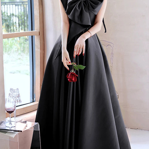 Load image into Gallery viewer, Elegant Patchwork Bowknot Evening Dresses For Women Strapless Sleeveless Backless High Waist Temperament Long Dress Female
