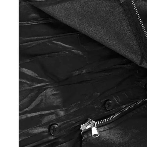 Load image into Gallery viewer, Women Black Pu Leather Pleated Big Size Mini Shirt Dress New Lapel Long Sleeve Fashion Tide Spring Autumn 2025 1DH7337
