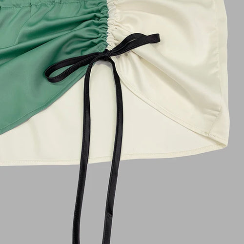 Load image into Gallery viewer, Fall Blouses for Women 2024 Fashion V-Neck Drawstring New Contrast Color Loose Long Sleeves Elegant Shirts Tops
