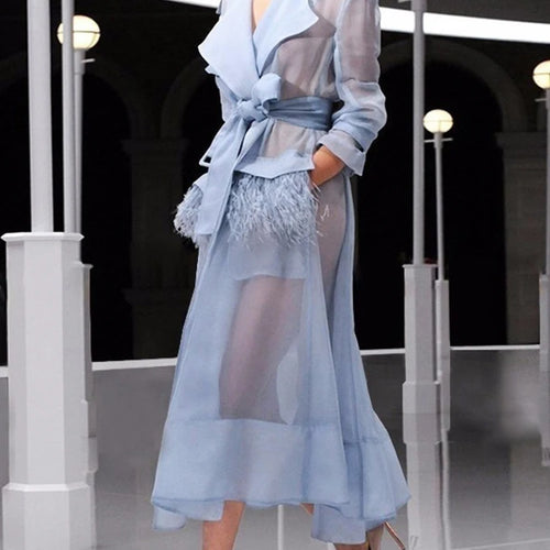 Load image into Gallery viewer, Korean Elegant Sashes Dress For Women Notched Collar Long Sleeve High Waist Solid Minimalist Midi Dresses Female Clothes New
