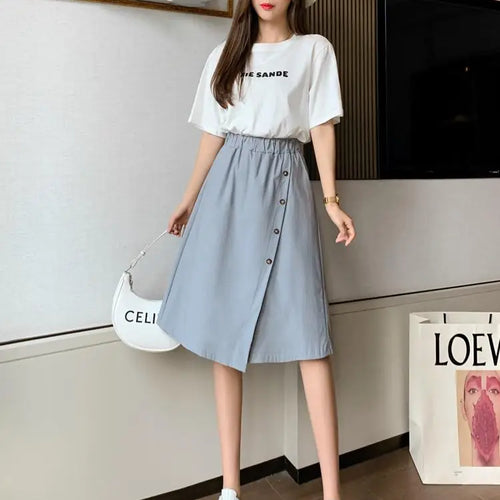 Load image into Gallery viewer, Solid Button Wide Leg Pant Skirt Female High Waist Loose Pentagonal Pant Korean Baggy Casual Fashion Trend Women Clothing Summer
