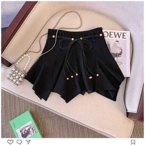 Load image into Gallery viewer, Autumn Winter Black Leather Pleated Mini Skirt Retro Woman 2024 Brown High Waist Sexy Club Bandage Irregular Short Pu Skirt Chic
