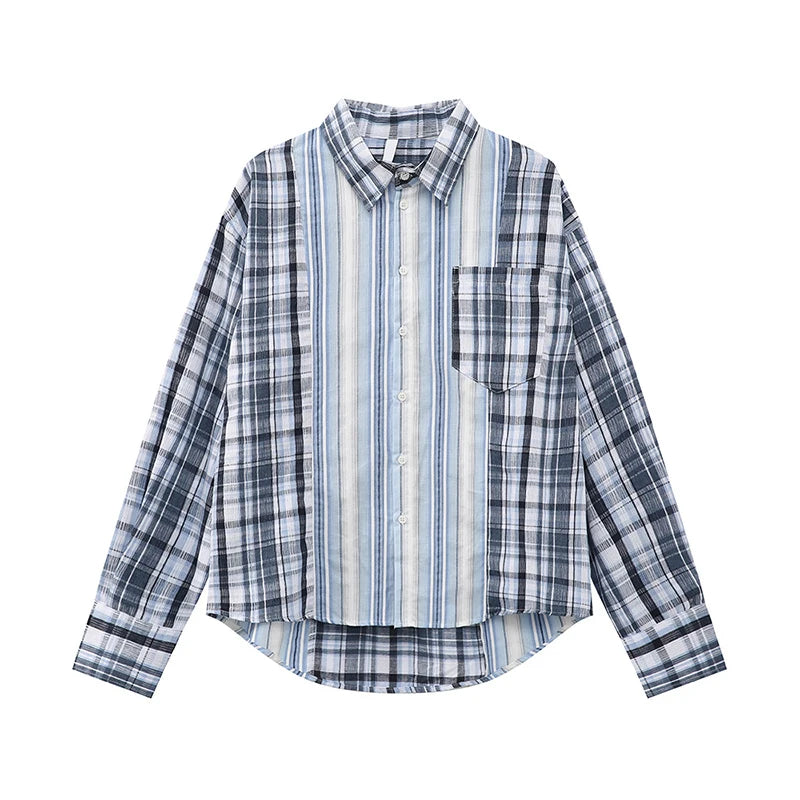 Men's Shirts New Spring Multi Color Striped Plaid Shirt Long Sleeve Turn-down Collar Male Clothing Stylish Men Top 9W1684