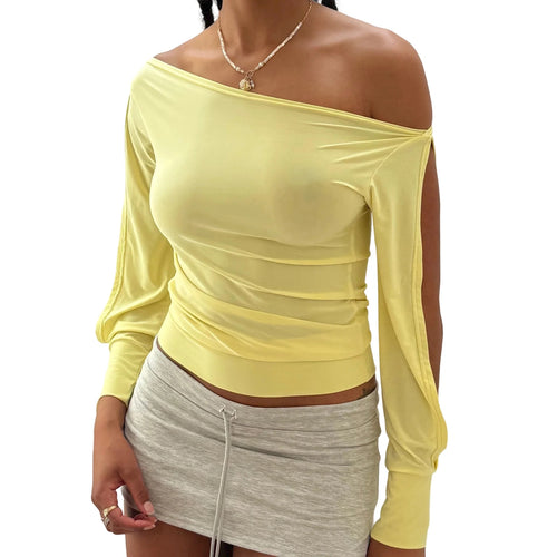 Load image into Gallery viewer, y2k Clothes Women Sexy Crop Tops Basic Off Shoulder Long Sleeve Cut Out T Shirts Evening Party Clothing Streetwear
