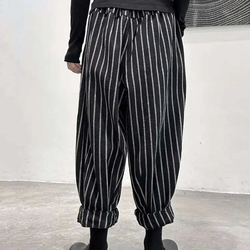 Load image into Gallery viewer, High Waist Casual Black Striped Casual Wide Leg Pants New Loose Fit Trousers Women Fashion Spring Summer 2025 1DF3686
