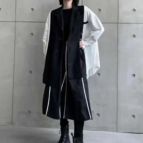 Load image into Gallery viewer, High Elastic Waist Black Liem Spliced Casual Long Half-body Skirt Women Fashion Tide New Spring Autumn 2025 1DE1829
