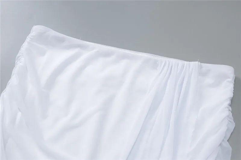 Sexy Skirt Two Piece Sets Women O Neck Long Sleeve T-shirt And Mini Draped Skirt Matching Sets Ladies Skinny Club Sets