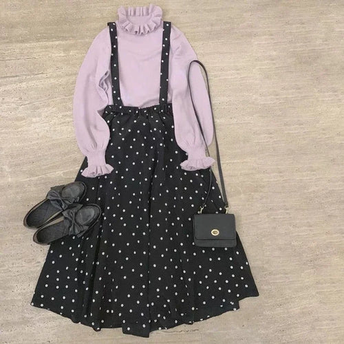 Load image into Gallery viewer, 2025 Autumn Preppy Style Knitted Sweater Harajuku Sweet Loose Simple Jumpers Y2k Aesthetic Ruffled Collar Solid Grunge Pullover
