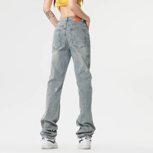 Load image into Gallery viewer, Men&#39;s Jeans Star Printing Design New American Style Straight Wide Leg Stylish Male Casual Summer Clothing 2025 9W1964
