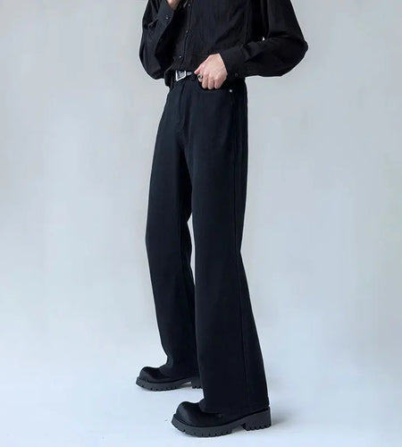 Men's Jeans New American High Street Cleanfit Solid Color Casual Trendy Denim Pants Straight Leg Flared Trousers 9W1429