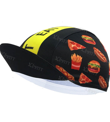 Hamburger Fries Pizza Hot Dog Cartoon Quick Drying Cycling Caps Outdoor Sports Elasticity Breathable Bike Hats Unisex