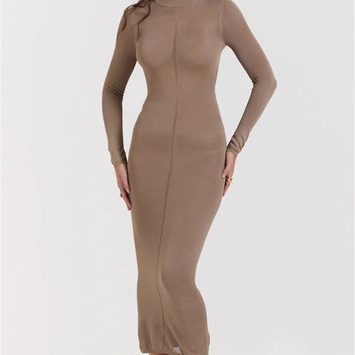 Load image into Gallery viewer, Turtleneck Backless Bodycon Midi Dress For Women New Autumn Winter Long Sleeve Club Party Sexy Long Dress Vestidos
