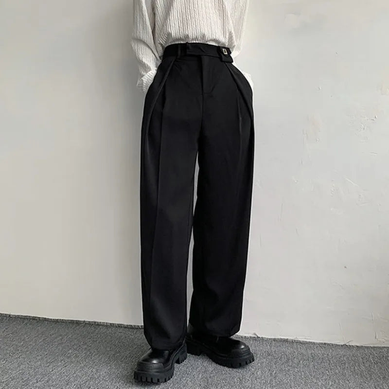 Fashion Casual Men's Straight Suit Trousers Male Loose Solid Color Wide Leg Pants Spring Menwear Trend 9A7641