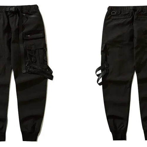 Load image into Gallery viewer, Men Cargo Harem Pants Streetwear Hip Hop Size Ribbon Multi-Pockets Baggy Joggers Autumn Harajuku Casual Loose Trousers Black
