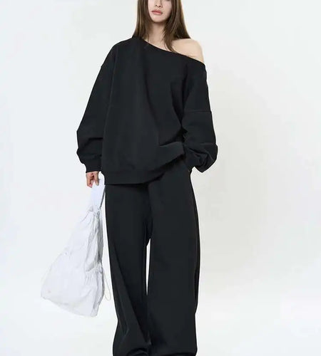 High Elastic Waist Black Drawstring Shaped Wide Leg Pants New Trousers Women Fashion Tide Spring Autumn 2025 1DH9584