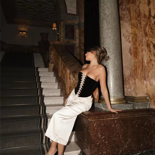 Load image into Gallery viewer, Elegant Sexy Skirt Two Piece Set Women Strapless Bandage Crop Top And Maxi Skirt Female Fashion Club Party Sexy Sets
