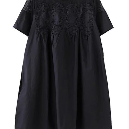 Load image into Gallery viewer, Women Black Lace Meh Perspective Big Size Mini Dress New Round Neck Short Sleeve Fashion Tide Spring Summer 2025 1DJ0336
