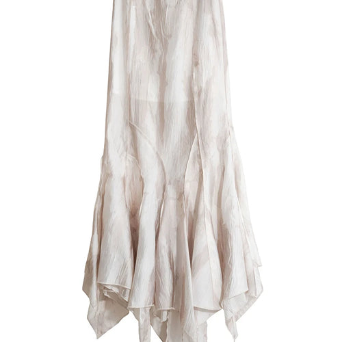 Load image into Gallery viewer, High Waist Apricot Printed Long Irregular Elegant Half-body Skirt Women Fashion Tide New Spring Autumn 2025 1DJ0013
