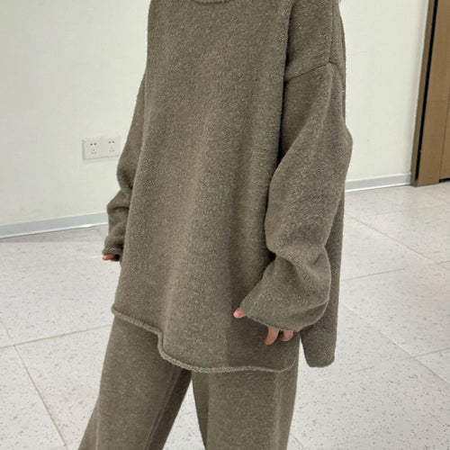 Load image into Gallery viewer, High Elastic Waist Purple Warm Knitting Long Wide Leg Pants New Trousers Women Fashion Tide Autumn Winter 2025 1DH9200
