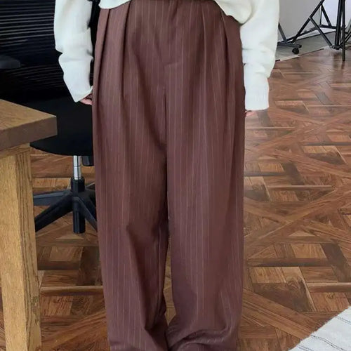 Load image into Gallery viewer, High Waist Navy Blue Striped Pleated Long Wide Leg Pants New Trousers Women Fashion Tide Spring Autumn 2025 1DH8669
