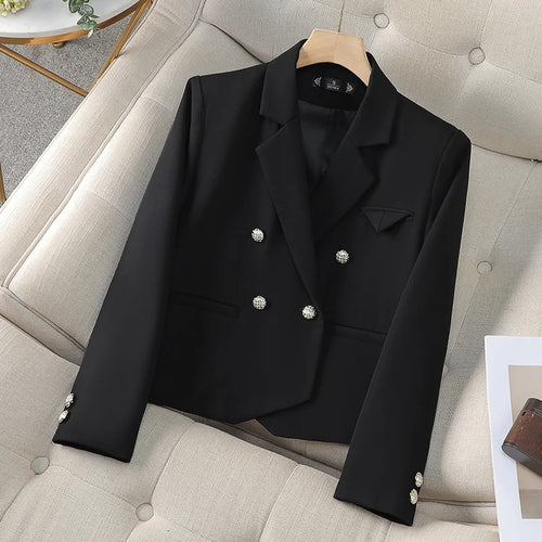 Load image into Gallery viewer, Spring Autumn Fashion New Black Beige Irregular Blazers Jacket Women Korean Brown Long Sleeve Office Ladies Double-breasted Coat

