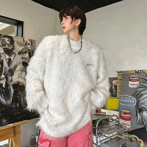 Load image into Gallery viewer, Winter Men&#39;s Sweater Solid Color Hippocampus Hair Pullovers Fashion Knitted Thick Woolen Tops Trend Loose Oversize 9C3449
