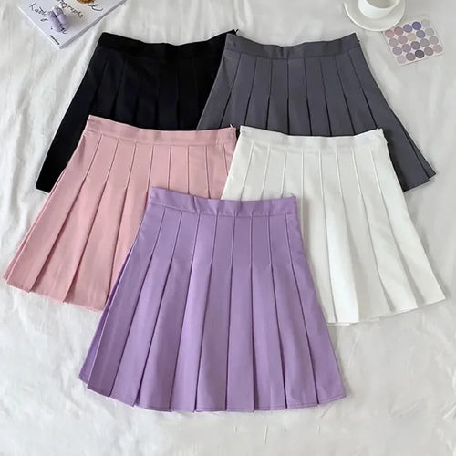 Load image into Gallery viewer, Black Skirt Female Summer High Waist gothic Anti-Glare A-Line Pleated Skirt Short Skirt Purple Ins Tide Ulzzang Skirt
