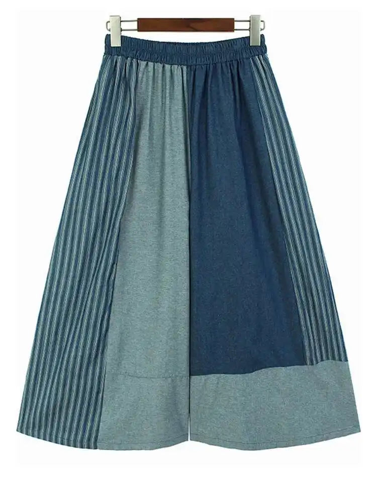 High Waist Blue Striped Denim Long Casual Wide Leg Jeans New Women Trousers Fashion Tide Spring Autumn 2025 1DJ0273