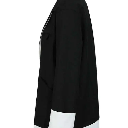 Load image into Gallery viewer, Women Black Coolor-block Big Size Casual Blazer New Lapel Long Sleeve Loose Jacket Fashion Tide Spring Autumn 2025 1DF6379
