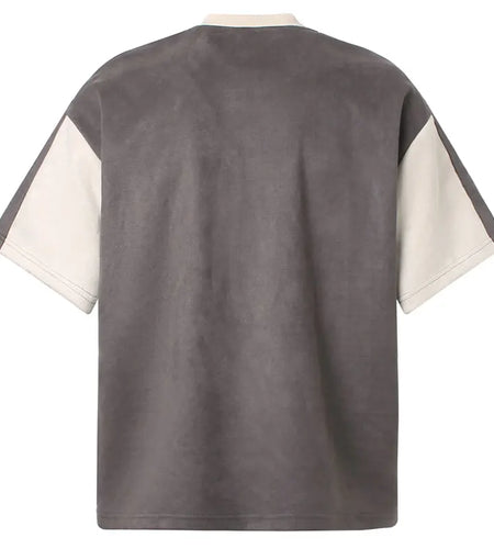 Vintage Suede T-Shirt Graphic Printed Patchwork Racing Sports Tshirt Streetwear Men Hip Hop Harajuku Baggy Short Sleeve Tops Tee