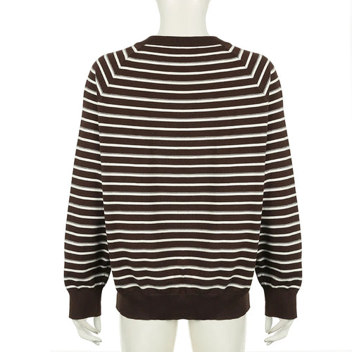 Load image into Gallery viewer, Vintage Loose Striped Women Sweater Harajuku Contrast Collor Knitted Pullover Tops Autumn Winter Y2K Aesthetic Jumper
