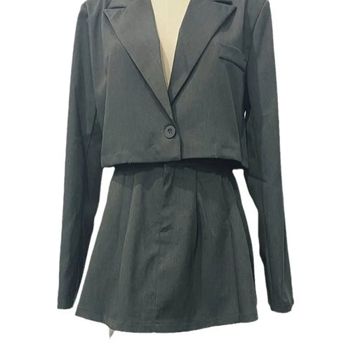 Load image into Gallery viewer, Fashion Suit Top Short Skirt Two-piece Set For Women Autumn New Suit Slim High Waist Slimming Temperament Two-piece Set
