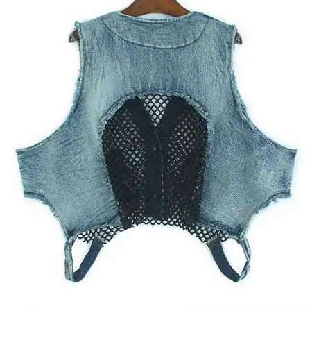 Big Size Denim Vest Wide Leg Pants Two Piece Suit New V-Neck Sleeveless Women Fashion Tide Spring Autumn 20251DH9963