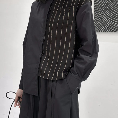 Load image into Gallery viewer, Women Striped Irregular Big Size Blouse New Lapel Long Sleeve Loose Fit Shirt Fashion Tide Spring Autumn 2025 1DF7105
