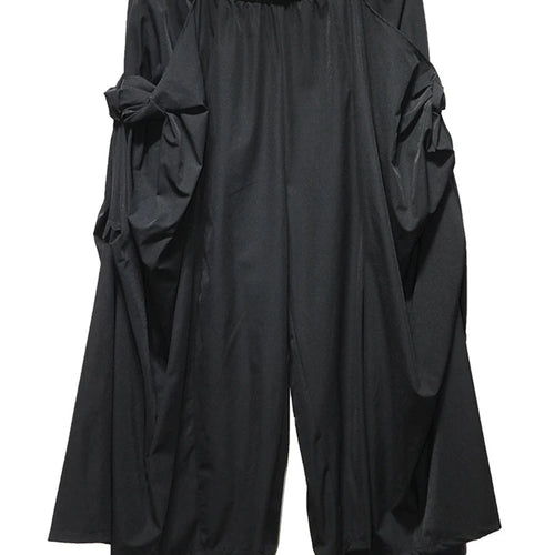 Load image into Gallery viewer, High Elastic Waist Black Pleated Pocket Calf-Length Pants New Trousers Women Fashion Tide Spring Autumn 2025  1DJ1074
