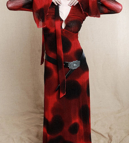 Hit Color Slimming Dresses For Women V Collar Long Sleeve High Waist Designer Chic Dress Female Fashion Style New