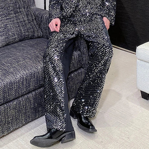 Load image into Gallery viewer, Patchwork Men&#39;s Suit Pants Personality Sequin Contrast Color Design Male Wide Leg Straight Trousers Chic 9C4551
