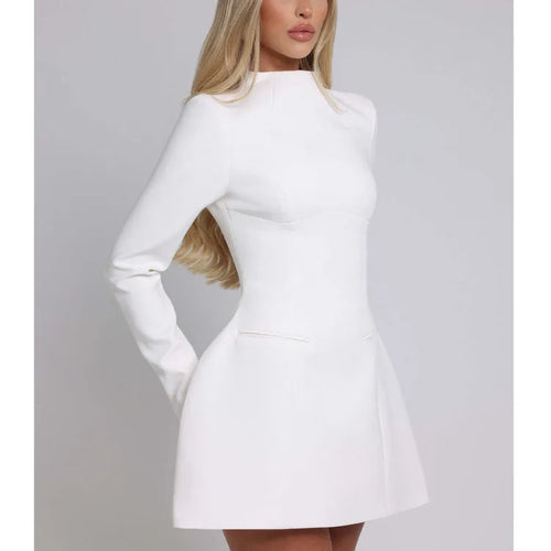 Load image into Gallery viewer, Elegant Long Sleeved Bodycon Women Dress Sexy Slim Backless Mini Vestido Autumn And Winter New 2025 Party Evening Dress
