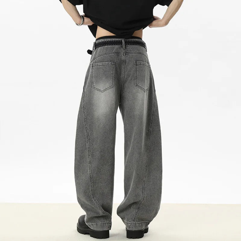 Male Jeans Starry Sky Pattern Splicing Solid Color New Korean Causal Trendy Straight Leg Men's Loose Bottom Tide 9W1252