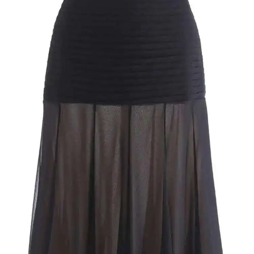 Load image into Gallery viewer, High Waist Black Pleated Chiffon Mesh Elegant Long Half-body Skirt Women Fashion Tide New Spring Autumn 2025 1DH9156
