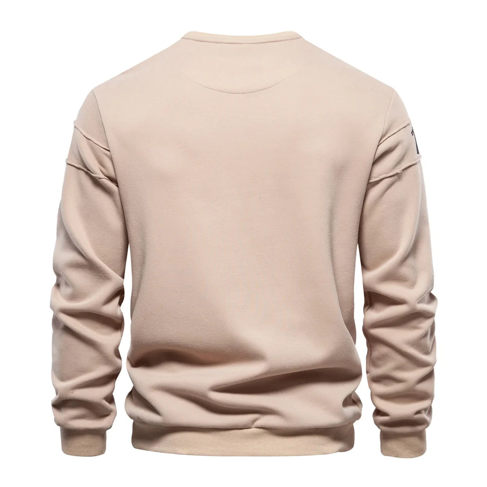 High Quality Smooth Patchwork Printed Sweatshirts for Men Fashion Youth O-neck Sportwear Tops Mens Sweatshirt