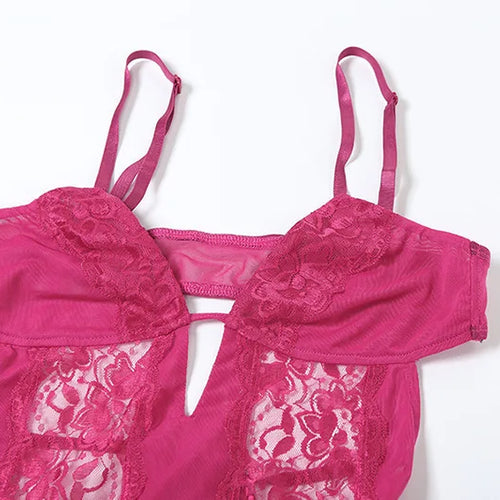 Load image into Gallery viewer, Lace Spaghetti Strap Sexy Mini Dress For Women Fashion Hollow Out Sleeveless Backless High Waist Ruffled Dress Elegant
