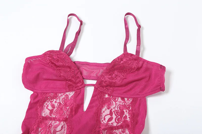 Lace Spaghetti Strap Sexy Mini Dress For Women Fashion Hollow Out Sleeveless Backless High Waist Ruffled Dress Elegant